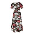 thumbnail image 4 of Ovzne Robes Grande Taille pour Femmes aux Formes Robe pour Femme Mode pour Femmes Manches Longues Col Rond T-Shirt Imprimé Blouse Ample Robe Robe Maxi Grande Taille Manches Courtes Imprimée Liquidation, 4 of 5