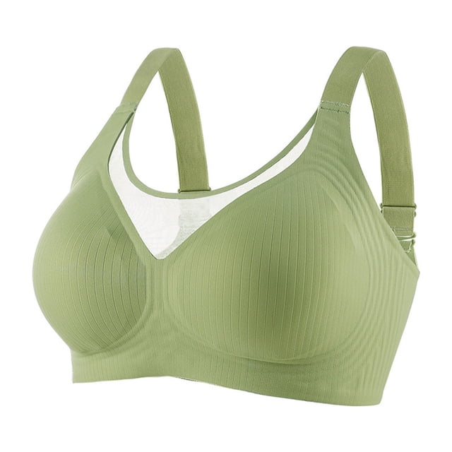 LOVZFMLL Soutien-Gorge pour Femmes Mode Femmes Couleur Unie Transparent Sans Armatures Bonnets Fixes Rassemblement Soutien-Gorge Quotidien Vert TG