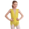 thumbnail image 1 of Doomiva Combinaison de Danse Gymnastique avec Franges et Strass pour Filles Jaune 14, 1 of 7