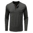 thumbnail image 1 of LOVZFMLL Men's Shirts, Solid Casual Button-Front Henley Shirt with Pocket, Essential Versatile, Crew Neck Relaxed Fit Fall Clothes, 1 of 5