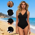 thumbnail image 2 of JMYHOAM One Piece Swimsuit Women Swimwear Women Solid Color Backless Strap Bikini Swimsuit Bikini Color Blocking Off-Shoulder Set, 2 of 8