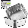 thumbnail image 1 of Stainless Steel Square Colander and Basin Set – Multi-Functional Kitchen Dish Tub for Sink, Kitchen Basket with Uniform Drainage Holes for Efficient Rinsing, Ideal for Food Prep and Storage, 1 of 6