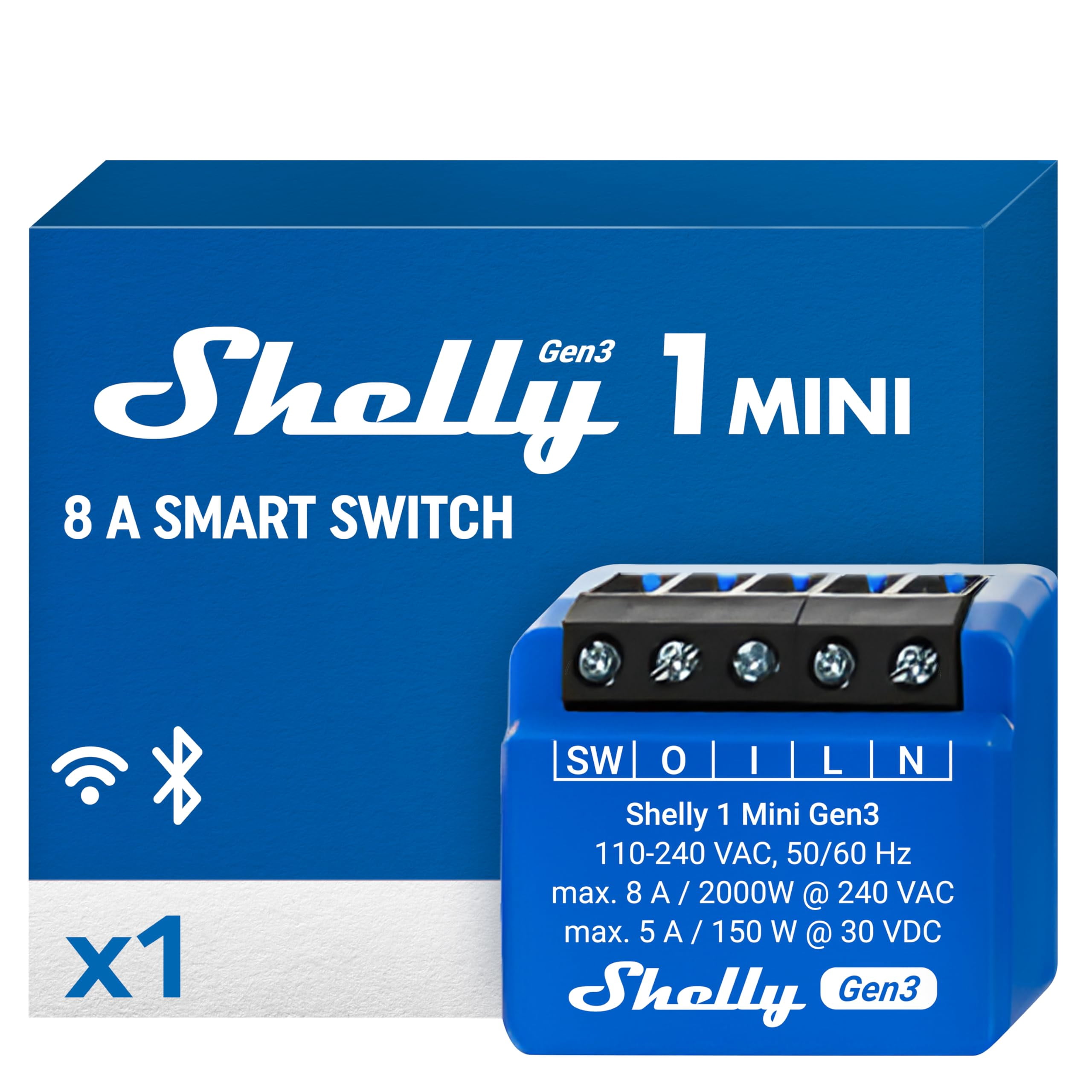 Shelly Relais "1 Mini Gen. 3 Pouces WLAN BT max. 8A 1 Kalal Unterputz