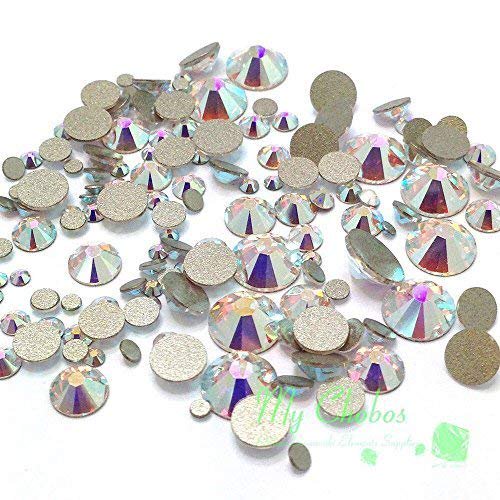 2058/2088 Crystal Swarovski Art des Ongles Flatbacks Mélangés avec Strass, Crystal AB (001 AB)