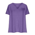 thumbnail image 3 of Jsaierl Women's Summer Solid Color Tops Plus Size Short Sleeve Notched V Neck Shirts Work Business Life Blouses, 3 of 6