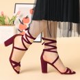thumbnail image 2 of BLISSFUL STEP Women's Solid Color Lace up High Block Heeled Sandals, 2 of 6