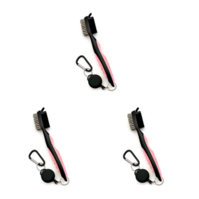 Redempat Stainless Steel Golf Club Brush Portable Solid Color Shoe Brushes Pink Lidless 3Set
