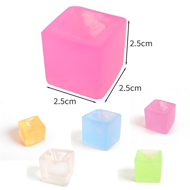 Balle Anti Stress Ice Cube 3 cm – Squishy glaçon – Cube Squishy Fidget Toy – Jouet à Presser Retour Lent – Anti anxiété – Cadeau pour Enfants et Adultes (Transparent, 3 cm