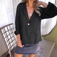 thumbnail image 4 of MIASHUI Loose Fit Solid Color Button-Up Notched Collar Linen Blend Blazer Cardigan for Women Bohemian Style Lightweight Jacket Black,XL, 4 of 7