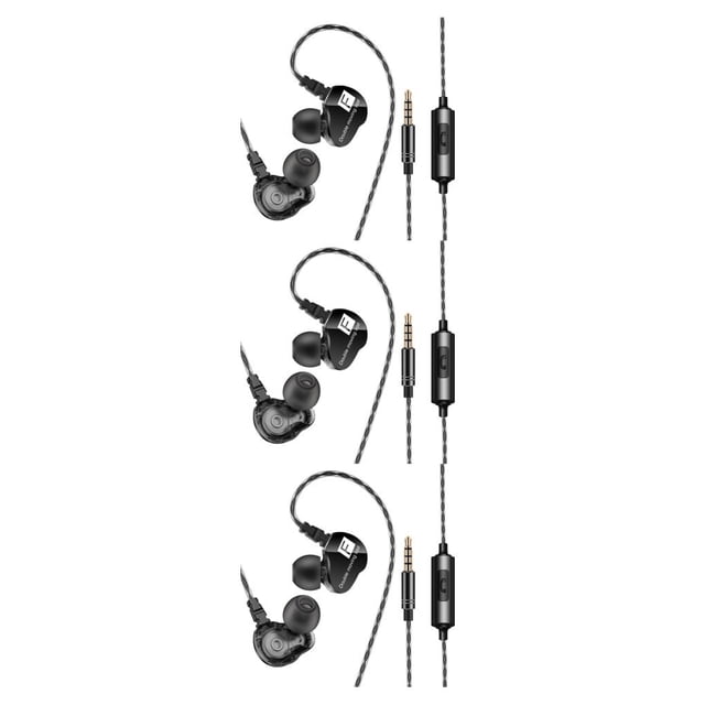 mmirethe Plus Récent CK9 Double Unité Lecteur Intra-Auriculaire Écouteur Basse Caisson de Basses Écouteur Hi-Fi DJ Course Sport Écouteur Casque Écouteur Noir 1,2 m 3 Ensembles