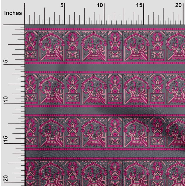 oneOone Viscose Jersey Fabric Ethnic Block Printed Craft Fabric BTY 60 Inch Wide