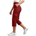 thumbnail image 3 of Mifsaly Pantalon Cargo Court Grande Taille pour Femmes, Capris Utilitaires Taille Haute avec Multiples Poches, Décontracté d'Été, Léger, Pantalon de Randonnée Extérieur, 3 of 7