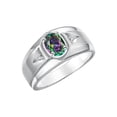 thumbnail image 3 of RYLOS Men's Rings Sterling Silver Classic 7X5MM Oval Gemstone & Diamond Ring Alexandrite June Birthstone Rings For Men, Men's Rings, Silver Rings, Size 10, 3 of 7