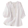 thumbnail image 1 of Birdeem Womens V-Neck Printed Loose Shirt with Three Quarter Sleeves Top, 1 of 12