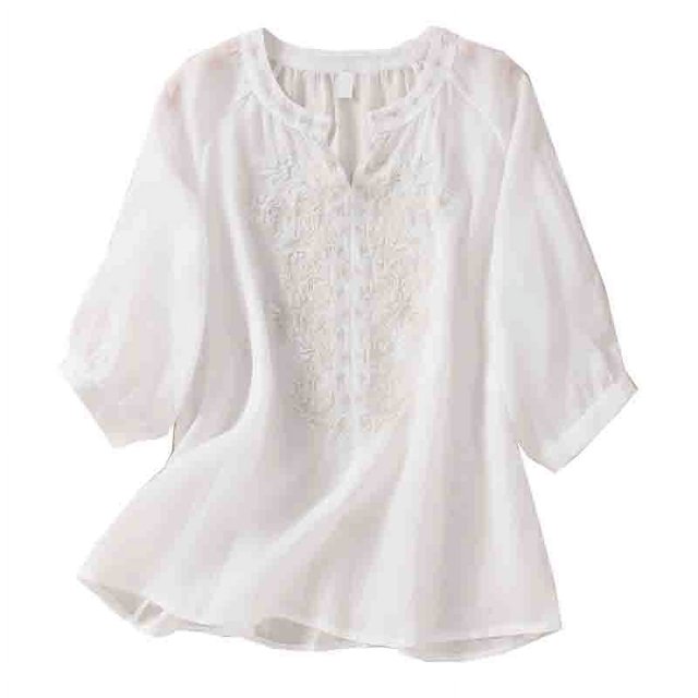 Birdeem Womens V-Neck Printed Loose Shirt with Three Quarter Sleeves Top