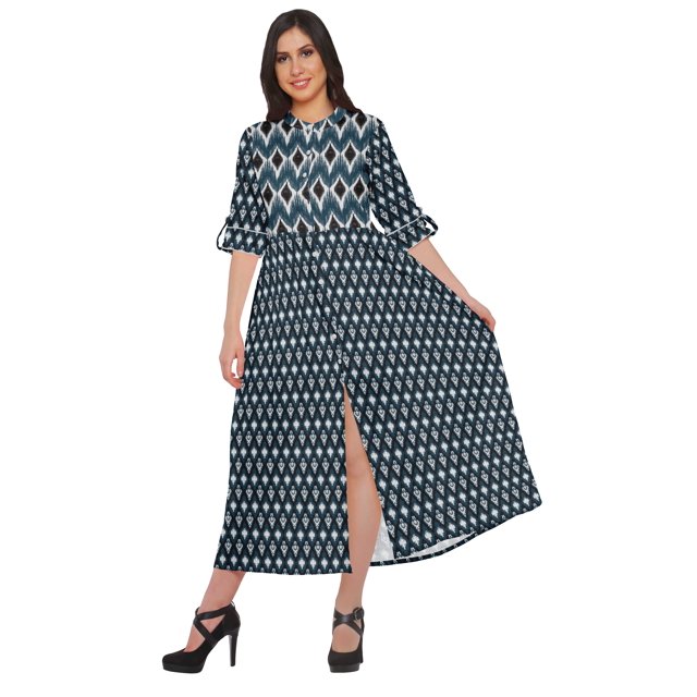 Moomaya Printed Kurta Summer Wear Ladies Kurti Front Slit Tunic Tops Women