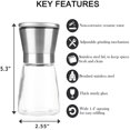 thumbnail image 3 of Salt And Pepper Grinder Set Of 2, Premium Stainless Steel Spice Mill With Adjustable Coarseness, Ceramic Blades, Refillable Glass Body With 60Z Capacity, 3 of 6