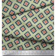 thumbnail image 3 of Soimoi Green Cotton Voile Fabric Square & Triangle Geometric Print Sewing Fabric Yard 56 Inch Wide, 3 of 3