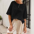 thumbnail image 2 of WEIYLL T-Shirts Women Classic With Button Detail Short Sleeve Spring Summer Black Tee Sizes XL, 2 of 5
