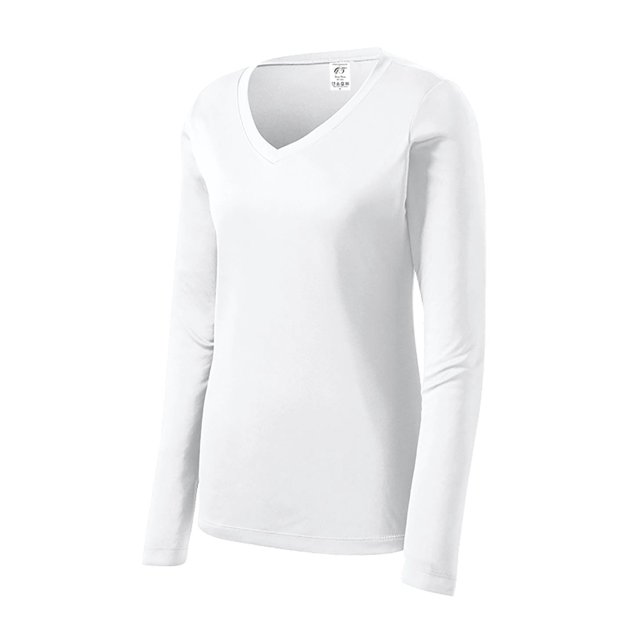 Gravity Threads Womens Long-Sleeve Moisture-Wick V-Neck - White - X-Small