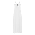 thumbnail image 4 of Pompotops Robes d'Été pour Femmes Décontractées Boho Couleur Unie à Bretelles Anneau Plage Longue Robe Maxi avec Poches, 4 of 7