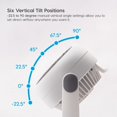 thumbnail image 4 of Air Circulator Fan  Desk Fan  Portable Fan  3 Speed Settings  6 Tilting Head Settings  74ft Max Air Distance  Large  White, 4 of 6