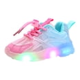 thumbnail image 1 of DXOUPM Toddler Light Up Shoes Girls Color Block Fashionable Mesh Sneakers for Tennis Running, 1 of 2