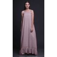 thumbnail image 3 of Bimba Robe de Nuit Artistique Imprimée à Plumes de Saumon Rose Pâle pour Femmes Longue à Bretelles Spaghetti Robe Maxi Vêtement de Nuit Robe Medium, 3 of 5