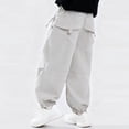 thumbnail image 3 of Solid Color Stretch Belt Work Pants for Kids with Pockets, Casual Comfort Pants for Adults, 3 of 6