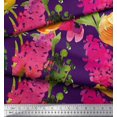 thumbnail image 3 of Soimoi Purple Rayon Fabric Leaves & Floral Printed Fabric 1 Yard 56 Inch Wide, 3 of 3