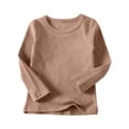 thumbnail image 2 of RXIRUCGD T-Shirts pour Tout-Petits Garçons Filles Mode Couleur Unie Col Rond Manches Longues Haut ( Café, Taille : 2-3 Ans ), 2 of 8