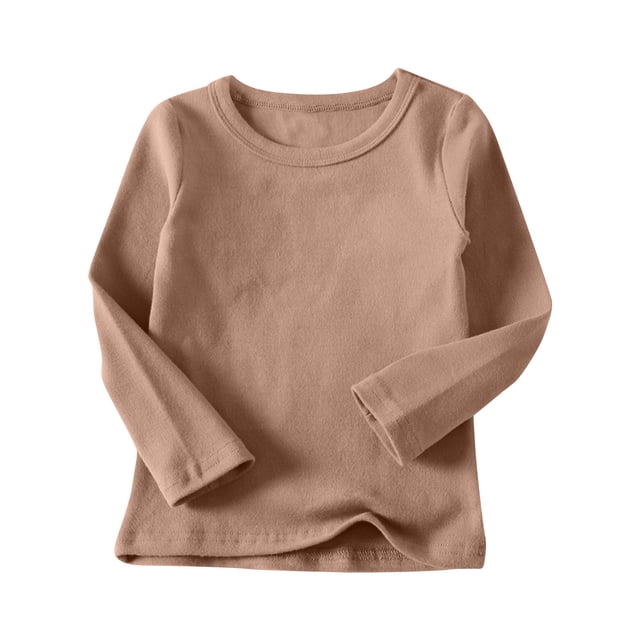 WRKEKC Chemises à Manches Longues pour Filles, T-Shirts à Manches Longues pour Filles, Chemises Tendance pour Enfants Garçons Filles Couleur Unie Col Rond Haut à Manches Longues
