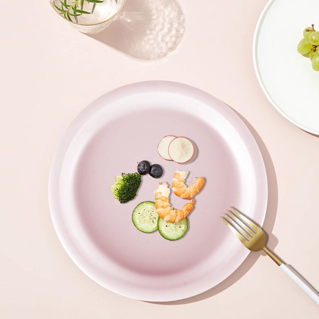 Iumwxz Assiette Ronde en Plastique Multicolore Style Nordique Collation Fruit Plateau de Service Incassable Léger Durable Compatible Micro-Ondes Lave-Vaisselle Maison Cuisine 1 Pce Rose