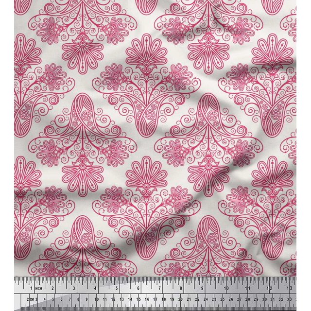 Soimoi Velvet Fabric Swirls & Paisley Print Sewing Fabric Yard 58 Inch Wide