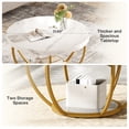thumbnail image 4 of Fnova Table Basse avec Rangement à 2 Niveaux, Table Basse Ronde de 32 Pouces avec Pattes en Métal, Table Centrale de Style Rustique Moderne pour Salon, Blanc et Or, 4 of 10