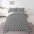 thumbnail image 2 of Erosebridal Checkered Gingham Bedding Sets Toddler with Comforter, Grey Duvet Insert, Rectangle Geometry Decor, 2-Piece, 2 of 8