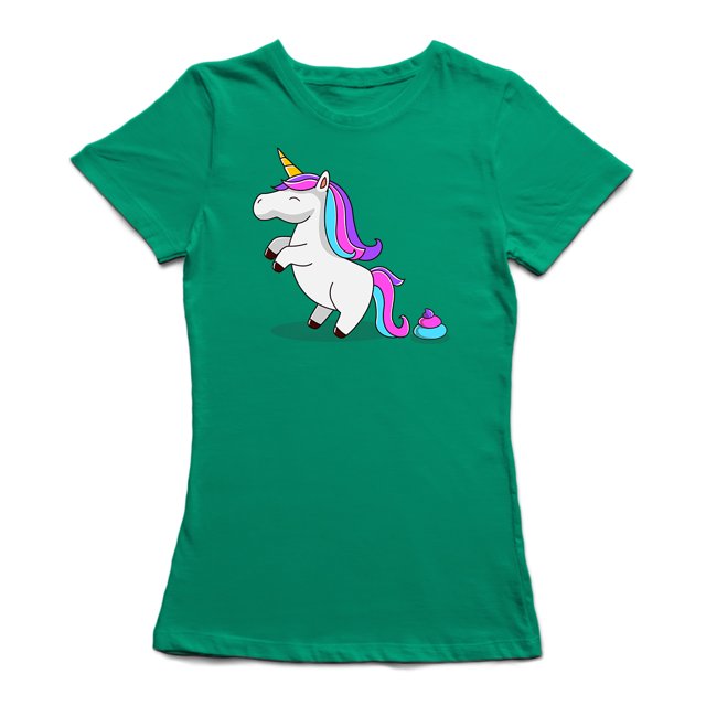 Poop Unicorn Women's Kelly Green T-shirt