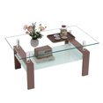 thumbnail image 1 of Rectangle Walnut Glass Coffee Table, Clear Coffee Table, Modern Side Center Tables for Living Room, Living Room Furniture, 1 of 11