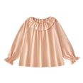 thumbnail image 1 of Besolor Baby Girls Fall Shirts Puff Sleeve Cute Ruffle Collar Tops Toddler Solid Color Comfy Cotton Undershirts, 1 of 3