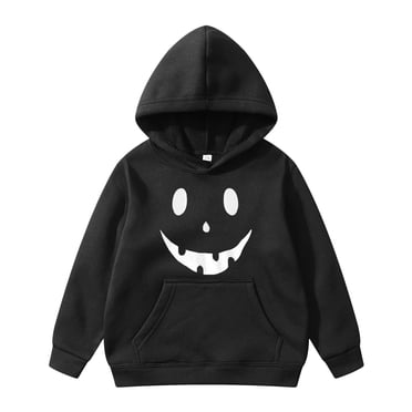 Aocisk Chandail à Capuchon à Enfiler pour Garçons avec Imprimé d'Halloween, Veste Douce, Chandail Décontracté Confortable pour Enfants, Ensemble Noir 11-12 Ans