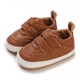 thumbnail image 2 of Spring And Autumn Children Baby Toddler Shoes Boys And Girls Flat Bottom Non Slip Lightweight Comfortable Double Hook Loop Solid Color Simple Style Baby Sneakers Brown 12/6 M—12 M, 2 of 7