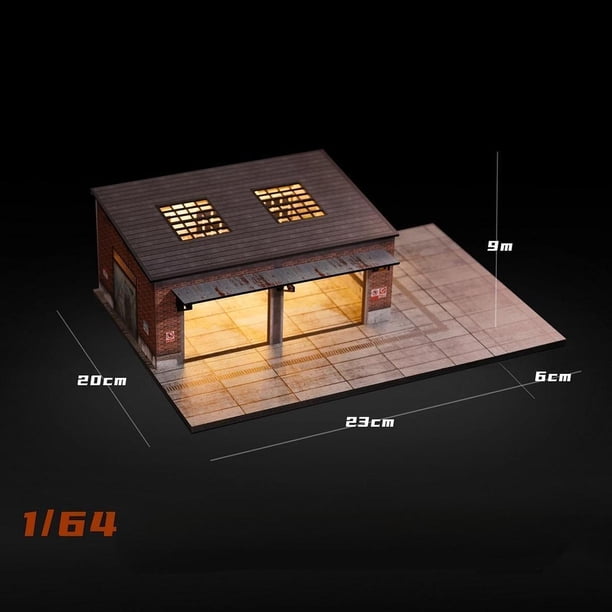 MERIGLARE 1/64 Warehouse Scene Model Parking Lot Diorama Realistic