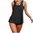thumbnail image 2 of UPPADA Women Tankini Swimsuits Set Two Piece Tummy Control Bathing Suit Racerback Flowy Swimwear Swim Dress with Bra Skirted Bathing Suit Modest Swimwear with Shorts Clearance on Sale Black,S, 2 of 4