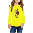 thumbnail image 1 of RXIRUCGD Chemises à Manches Longues pour Filles Imprimés Mignons Col Rond Hauts Blouses Décontractées Habillées Vêtements (Jaune, Taille:11 Ans), 1 of 5