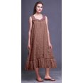 thumbnail image 2 of Bimba Robe de Nuit Sans Manches Brun Rose Foncé à Feuilles Florales et Roses pour Femmes, Coton Imprimé, Vêtement de Nuit pour Dames, Vêtement de Sommeil X-Small, 2 of 6