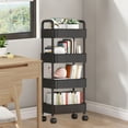 thumbnail image 5 of Dvruxg 4-Tier Plastic Rolling Utility Cart with Handle, Multi-Functional Storage Trolley for Office, Living Room, Kitchen, Movable Storage Organizer with Wheels, Black, 5 of 5