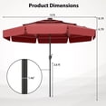 thumbnail image 3 of Costway 10 FT Solar Patio Umbrella with 32 LED Lights 3-Tier Vented Top & Ruffles Red, 3 of 10
