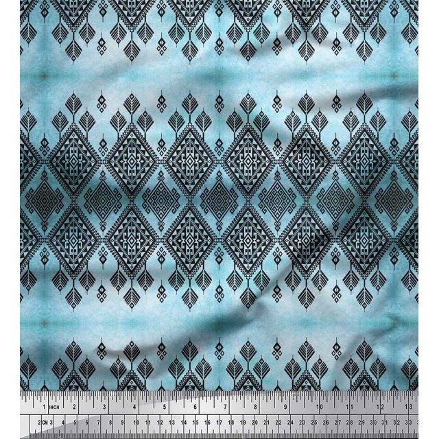 Soimoi Polyester Crepe Fabric Aztec Southwestern Printed Craft Fabric by The Yard 42 Inch Wide
