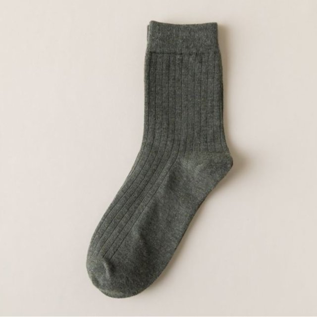 Solid Color Vertical Strip Socks Mid Tube Socks Classic Casual Comfort Cotton Socks