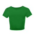 thumbnail image 4 of JIRNDf Hauts pour Femmes T-Shirts d'Été Tendance Mode Manches Courtes Mignon Court Basique Col Rond Coupe Ajustée Blouse pour Femmes Tunique Décontractée Hauts Vert Armée m, 4 of 5